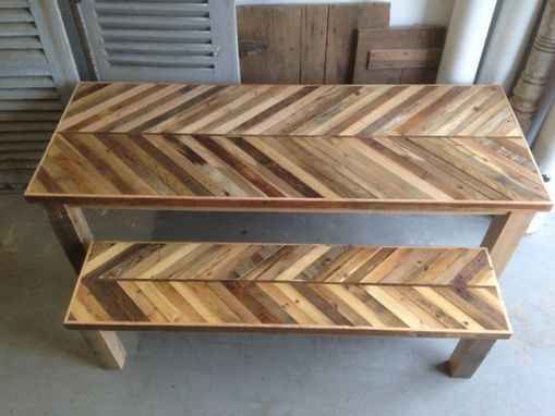 Custom Made Rustic Reclaimed & Sustainably Harvested Wood Kitchen Dining Table With Matching Bench
