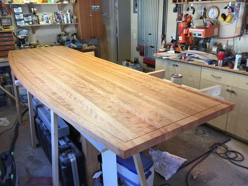 Custom Made Solid Cherry Edge Grain Countertop With Walnut Stringing And Food Grade Finish