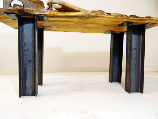 Custom Made Industrial Modern Stee; I-Beam Pedestal Coffee Table Legs