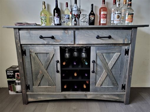 Custom Made 60" Barn Gray Liquor Bar Cabinet (Rustic Collection)