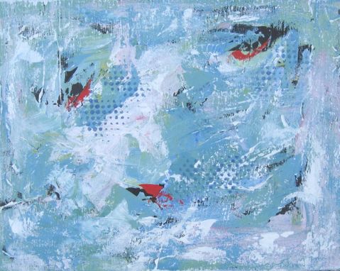 Custom Made Turquoise And White Original Abstract Painting On Canvas