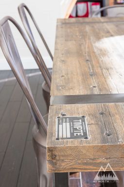 Custom Made Modern Rustic Reclaimed Steel Belt Table + Bench