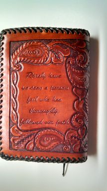 Custom Made Hand Carved Paisley Leather Big Book And Twelve And Twelve Cover