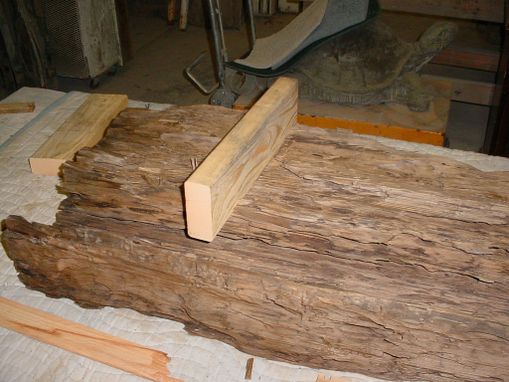 Custom Made Pair Of Sinker Cypress Desk & Document Organization Table, Tree Truck Pedestals