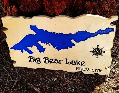 Custom Made Big Bear Lake Carved Wall Map