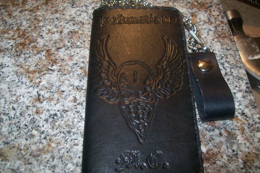 Custom Made Custom Leather Biker Wallet With Initials And In Weathered Color