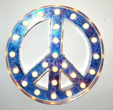 Custom Made Large Huge Movie Vintage Marquee Art Fully Outdoor Peace Sign Channel 35x35 Custom