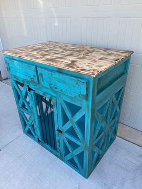Custom Made Single Dog Crate W/ Storage Drawer And Swing Door | Single Dog Kennel Furniture