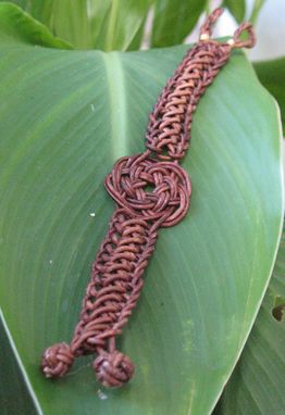 Custom Made Men's Bracelet: Knot And Braid In Brown Leather Cord