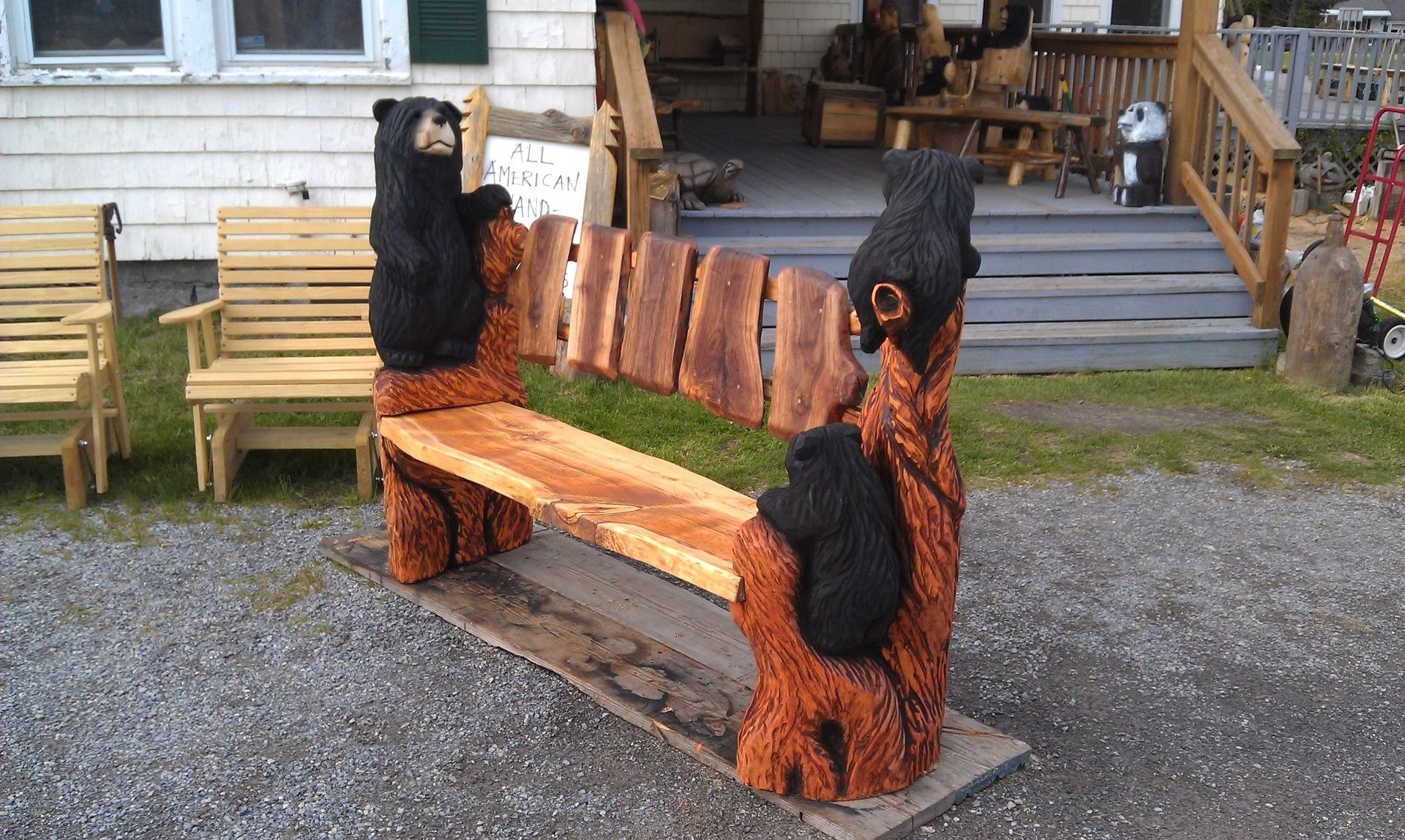 Hand Crafted Special Bear Bench by From The Forest Inc.