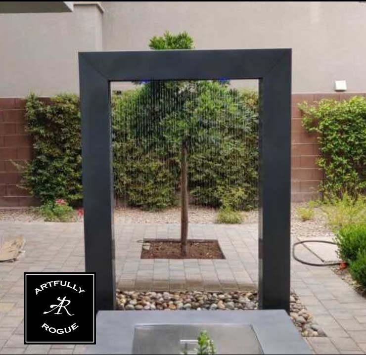 Custom Rain Curtain Water Feature by Artfully Rogue