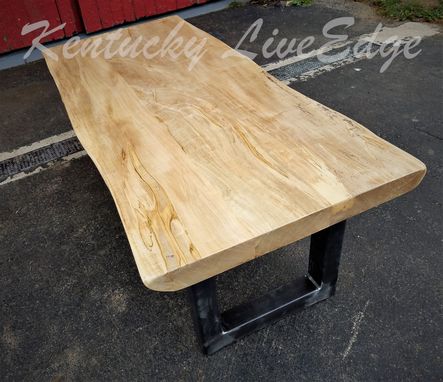 Custom Made Reclaimed Live Edge Maple Coffee Table- Industrial Coffee Table- Large Coffee Table- Steel Legs