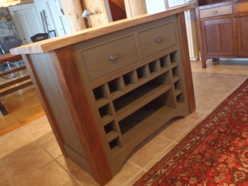Custom Made Kitchen Island, Reclaimed With Butcher Block Top