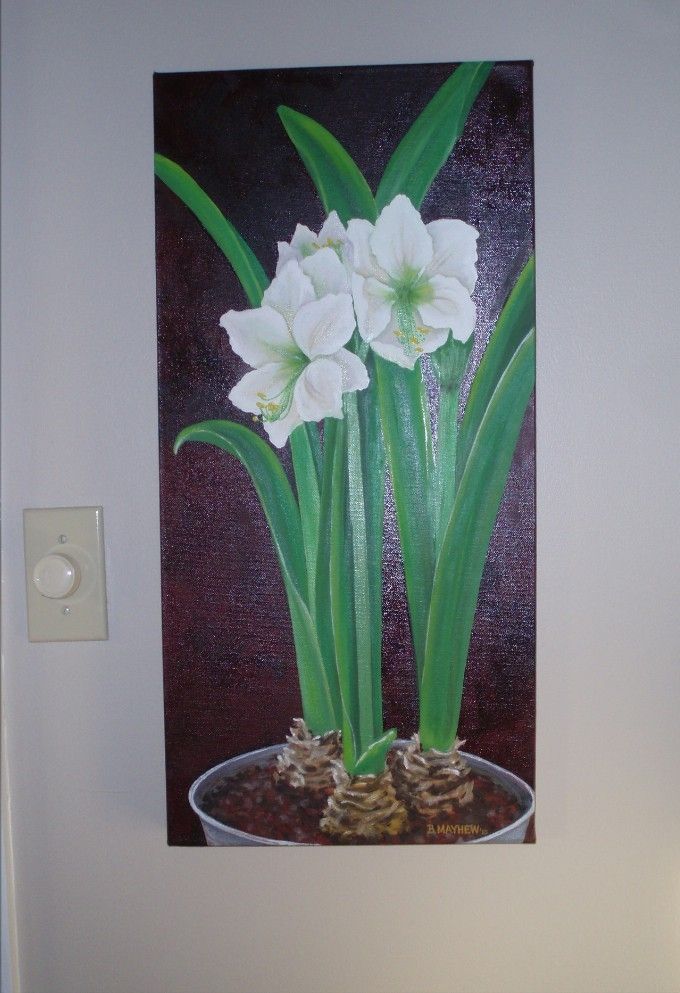 Custom Realistic Oil Painting Of Potted Amaryllis Plants by The Art