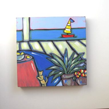 Custom Made Original Beach Painting, Acrylic, Ooak,Home Decor,12x12,Pink,Sofa,Beach Cottage Decor,Shabby Chic