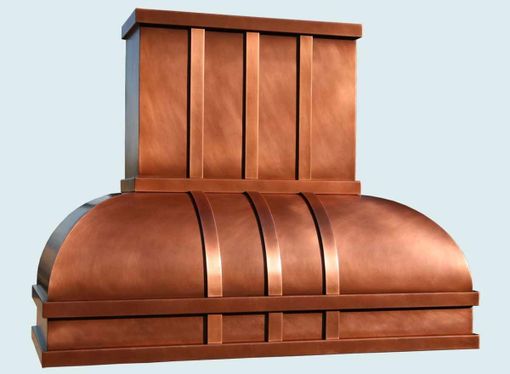Custom Made Copper Range Hood With Stack & Copper Straps