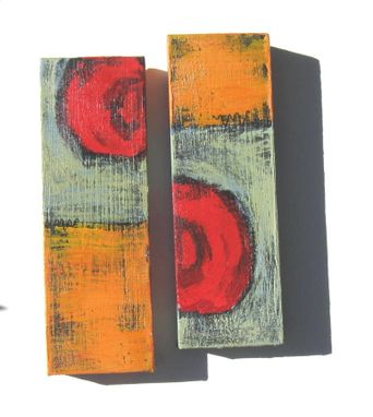 Custom Made Orange Acrylic Abstract Paintings On Canvas, Diptych Earthtones