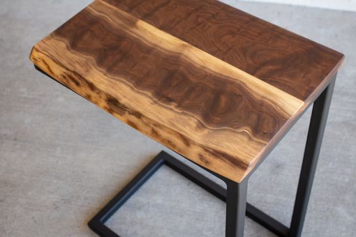 Custom Made Live-Edge Walnut C-Table, Industrial