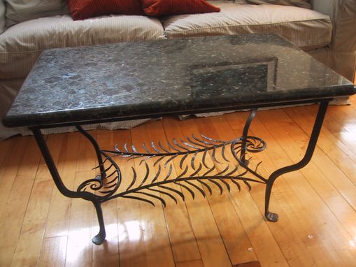 Custom Made Forged Iron Granite Top Fern Table