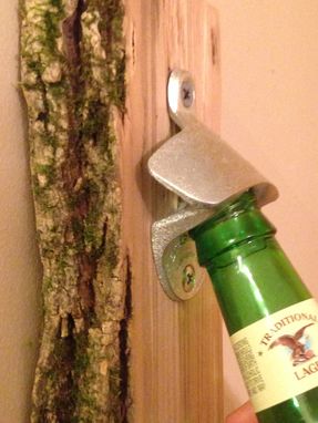 Custom Made Live Edge Wall Hung Bottle Opener With Catcher.