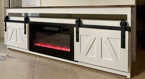 Custom Made Farmhouse Style Tv Media Center With Electric Chimney