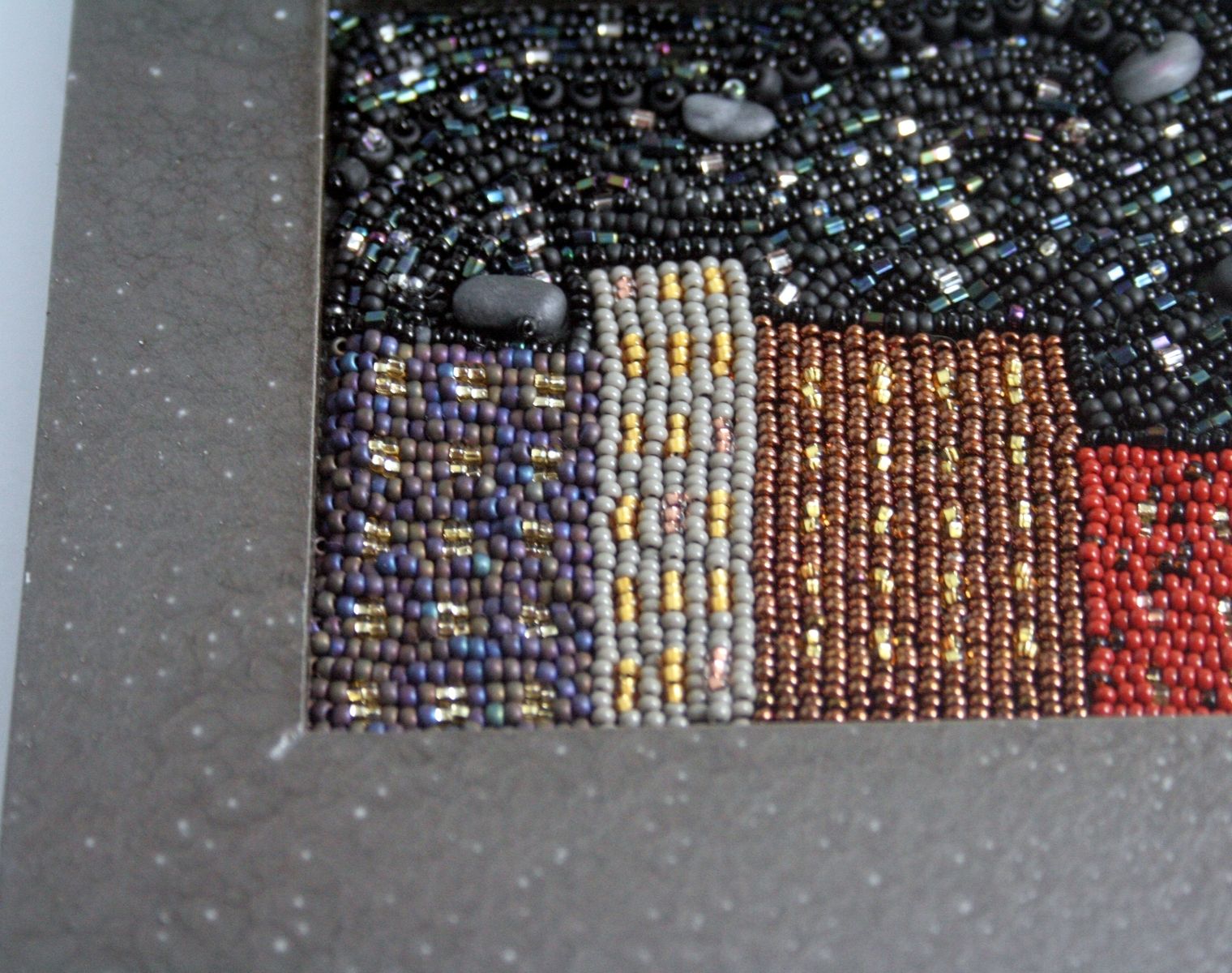 Custom Bead Embroidered Painting by Three Fates Design