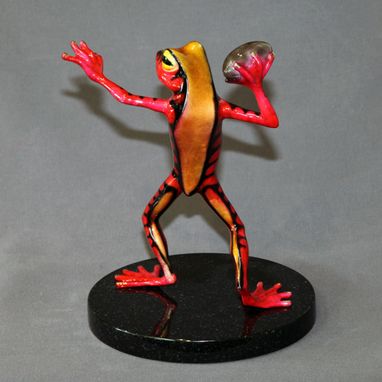 Custom Made Awesome Bronze Football Player Frog Figurine Statue Sculpture Art Limited Edition Signed Numbered