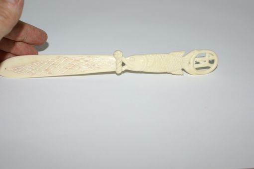Custom Made Carved Bone Letter Opener Fish Net Custom Example
