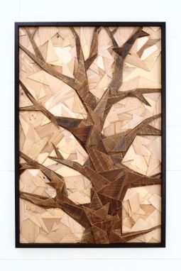 Custom Geometric Tree Artwork Made Of Old Reclaimed 