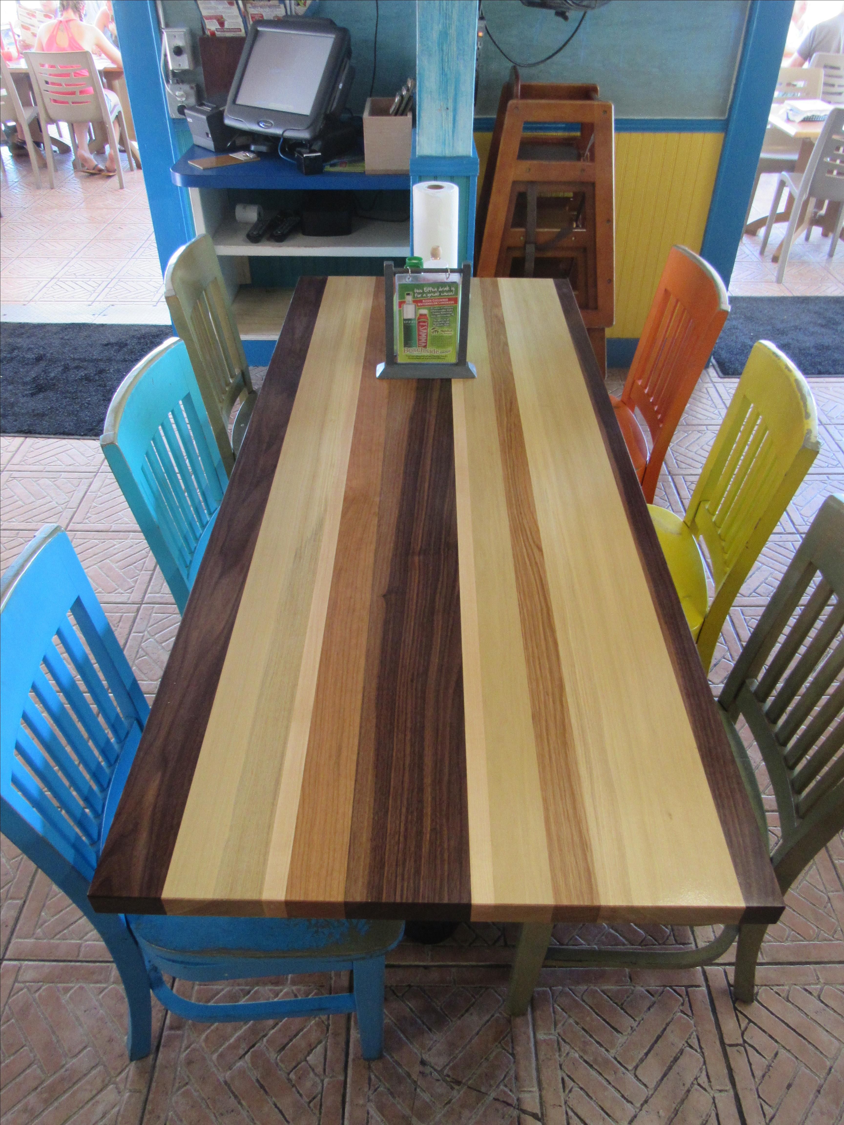 Hand Crafted Custom Multi-Species, Multi Color Table Tops, Solid American Hardwoods, Locally Sourced Locally Made by Hawk Eye Hand Crafts CustomMade .com