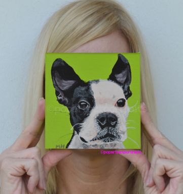Custom Made Pet Portrait, Boston Terrier, Custom Pet Portrait, Personalized Dog Art