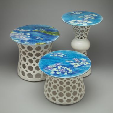 Custom Made Pierced Ceramic Side Table-Stout Hourglass