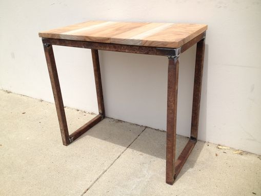 Custom Made Acacia+Steel End Table