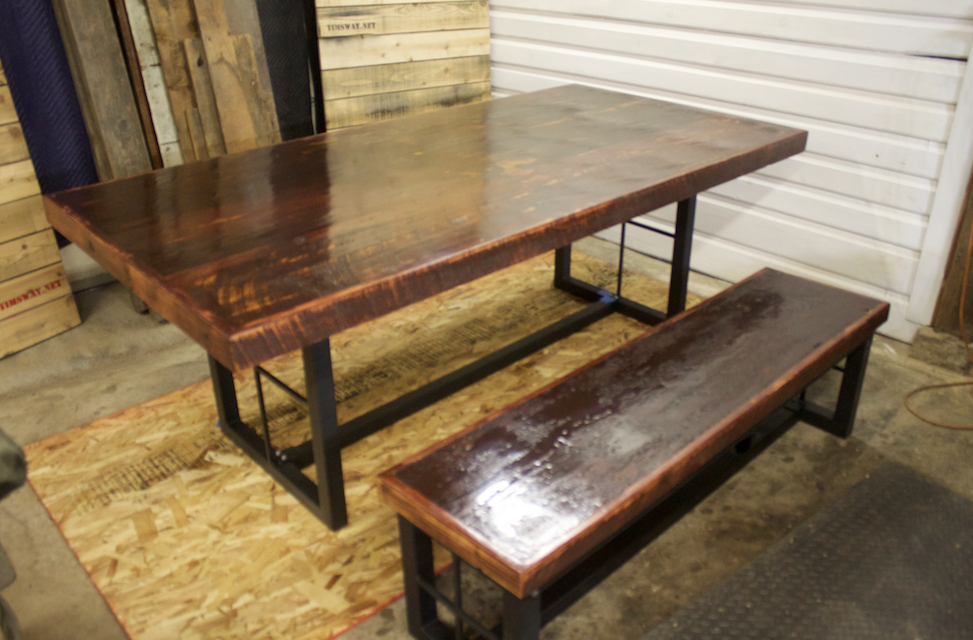 Custom Reclaimed Barn Beam Dining Table by Tim Sway Perspectives