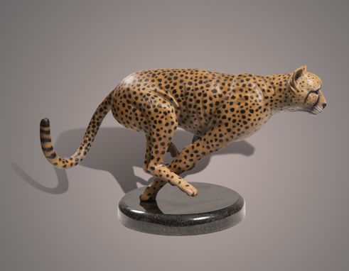 Custom Made Bronze "The Cheetah" Amazing Detail!!! Limited Edition Sculpture By Barry Stein