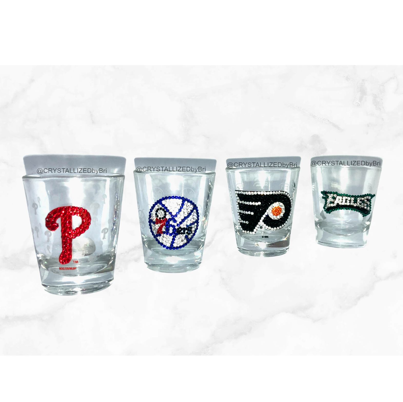 Hand Crafted Crystallized Any Sports Team Shot Glass Mlb Nba Nfl