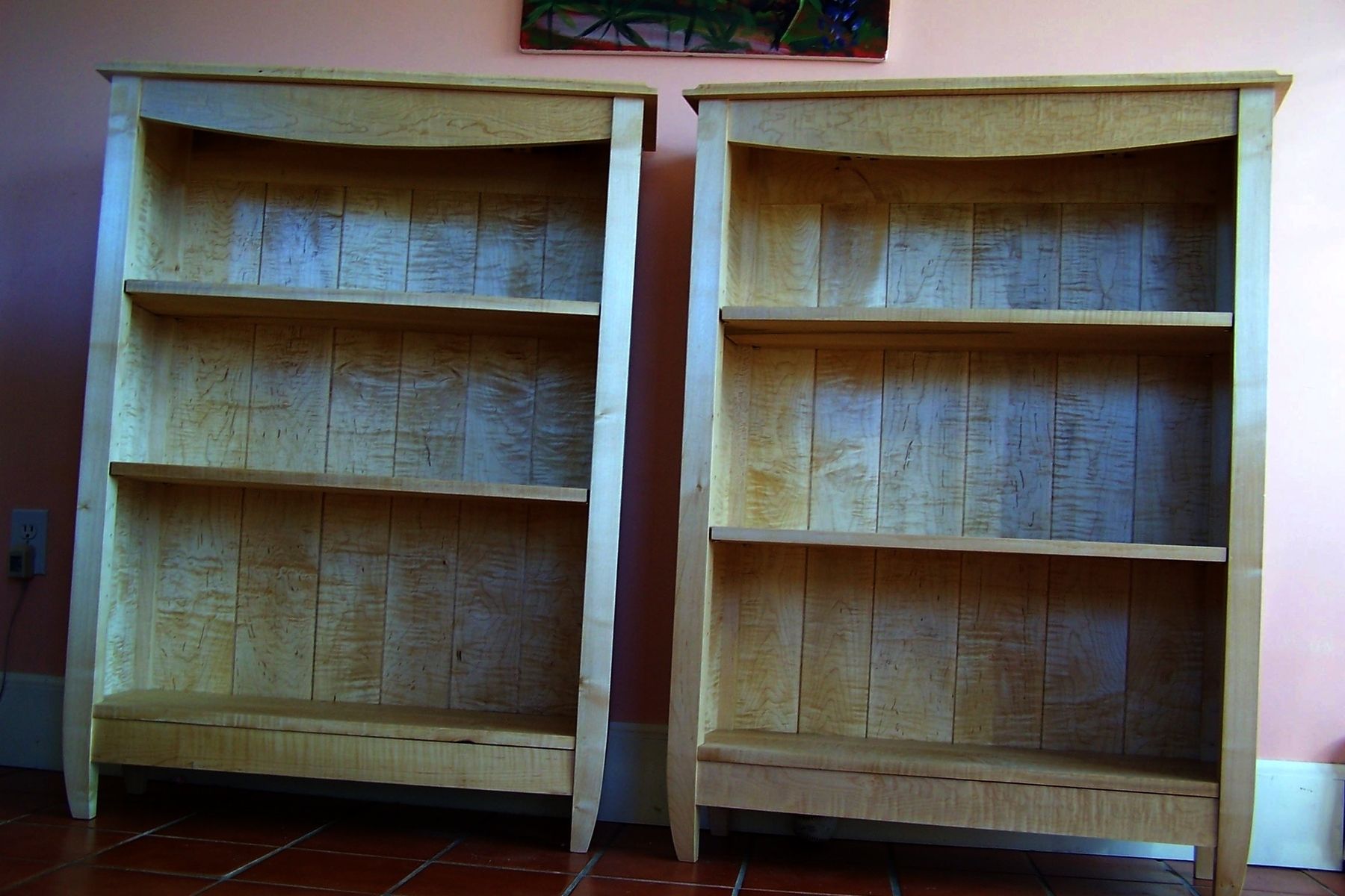 Custom Made Tiger Maple Bookcase by Blue Hill & Woodwork