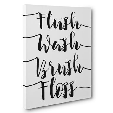 Custom Made Flush Wash Brush Floss Bathroom Canvas Wall Art