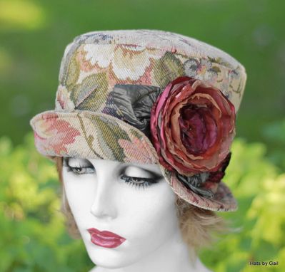 Custom Made Edwardian Bohemian Bucket Style Hat In Floral Print Tapestry
