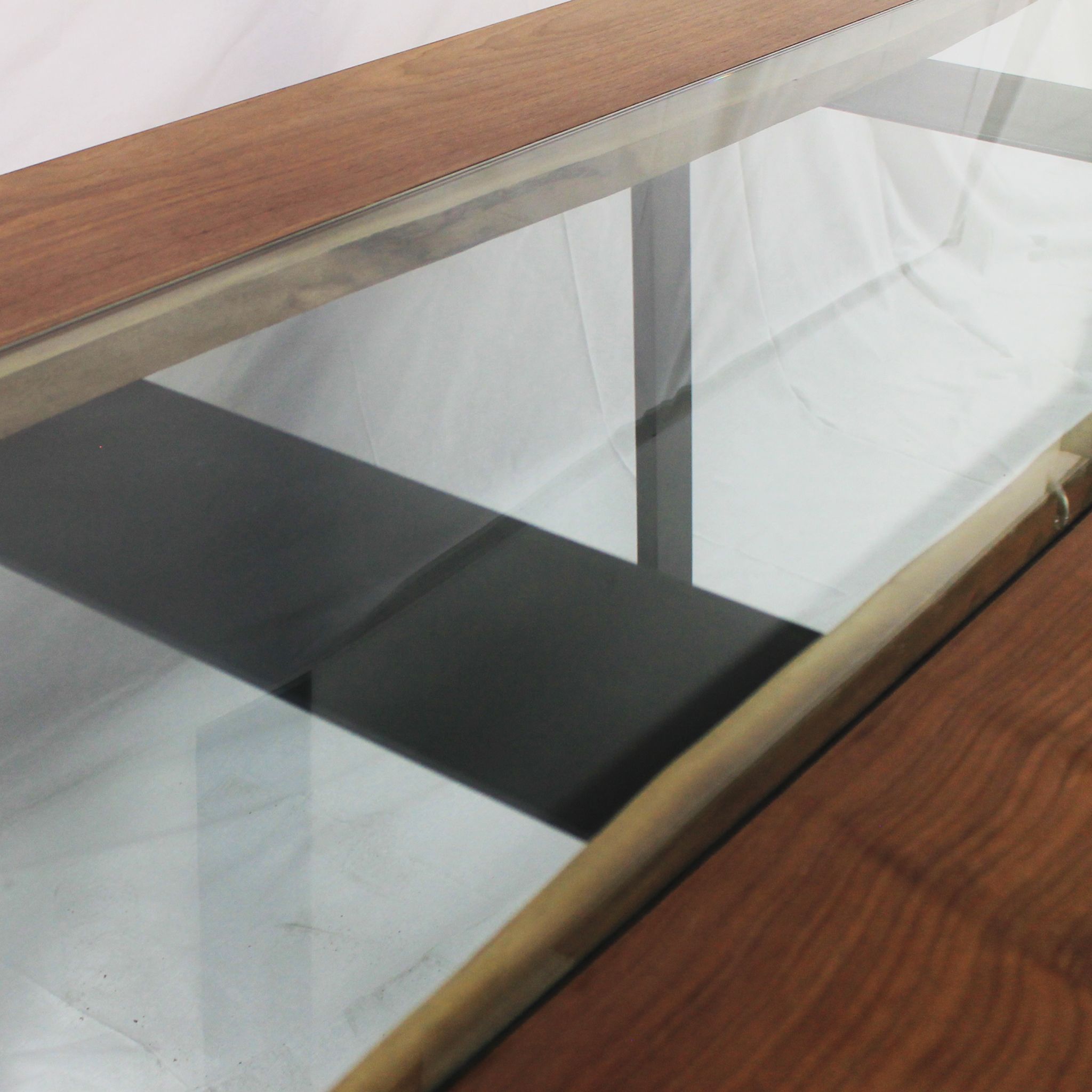 Custom Made Walnut Inverted Glass Table by Chicago Makers Studio