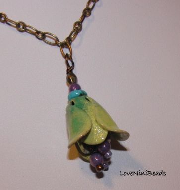 Custom Made Torch Fired Glass Enameled Pendant / Antique Bronze Chain