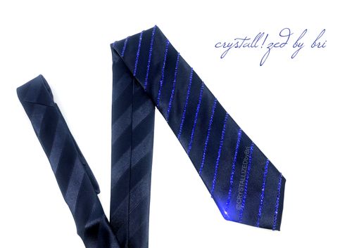 Custom Made Crystallized Men's Tie Striped Bling Bedazzled Genuine European Crystals Bedazzled
