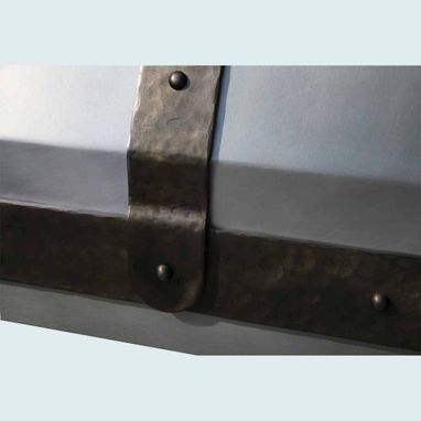 Custom Made Zinc Range Hood With Hammered Steel Straps