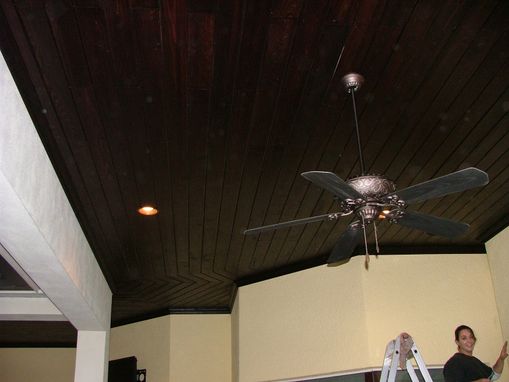 Custom Made Cypress-Covered Exterior Ceiling