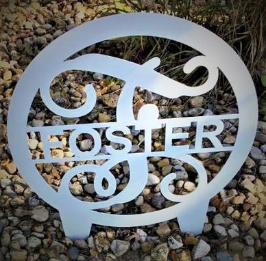Custom Made Split Monogram Last Name Round Steel Sign With Stakes