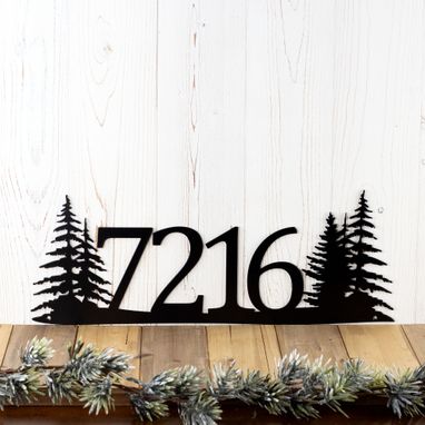 Custom Made House Numbers Sign, Pine Tree Wall Art, 5inch House Numbers, Lake House Decor, Metal Signs Outdoors