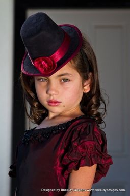 Custom Made Silk And Taffeta Child Girls Victorian Costume Dress Gown Burgundy