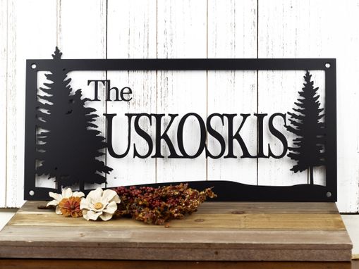 Custom Made Custom Family Name Sign - Last Name Home Sign - Outdoor House Sign - Pine Trees