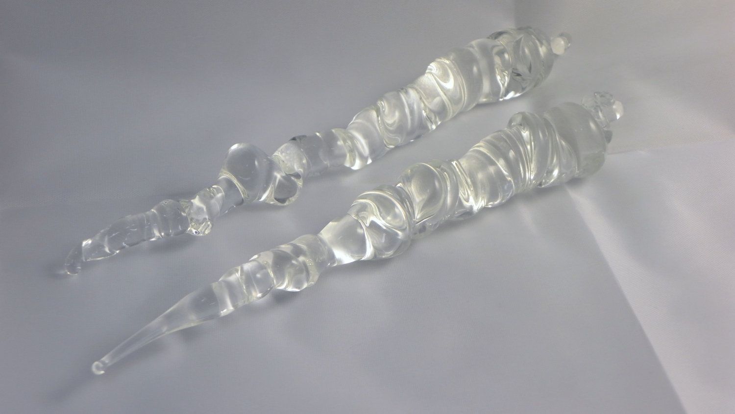 Hand-Blown Clear Glass Icicle Holiday Ornament.