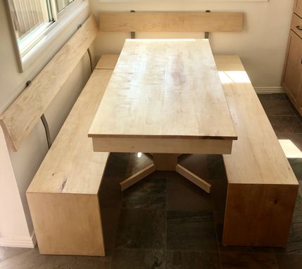 Custom Made Hardwood Dining Table And Benches Set